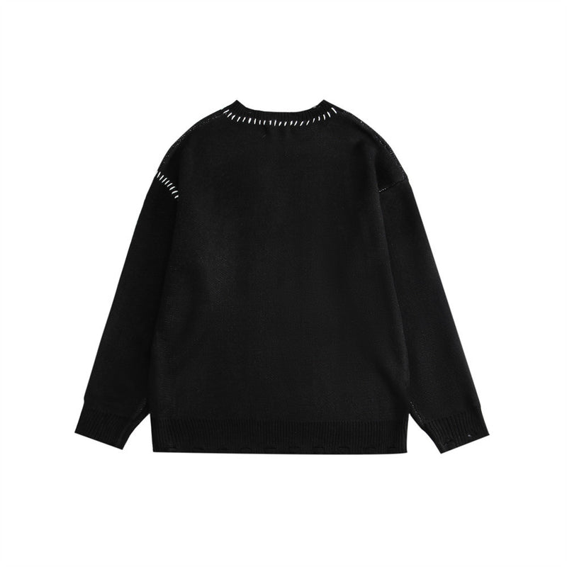 Men Sweater Tassel Sweater Men's round Neck Pullover Sweater Top