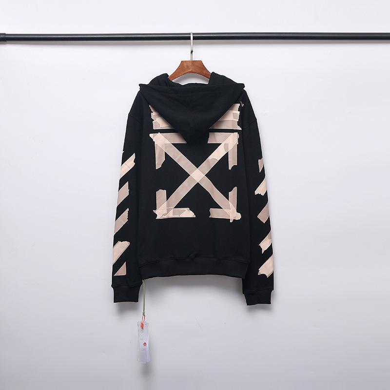 Off White Hoodie With Arrow Print Printed Cotton Sweater Zipper Coat Owt