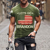 Man T Shirt Cotton Short Sleeve Flag Pattern Printed T-shirt