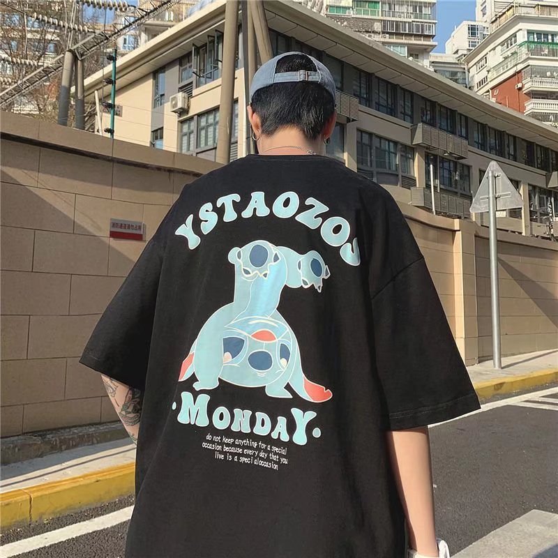 Men T-Shirts Loose Half Sleeve Print