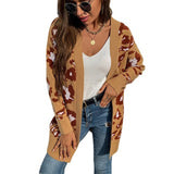 Women's Cardigan Knit Sweater Women's Autumn Winter Sweater Leopard-Print Sweater Cardigan