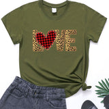 Valentine's Day T Shirt Large Size T-shirt Short Sleeve Leopard Print Love Red Plaid Heart Printing Spring and Summer