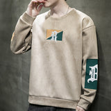 Men Hoodie Deerskin Velvet Embroidery Loose Casual