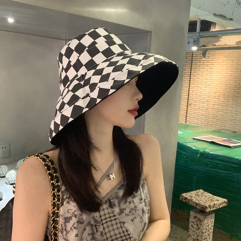 Vintage Check Bucket Hat Head Circumference Sun-Proof
