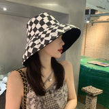 Vintage Check Bucket Hat Head Circumference Sun-Proof