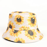 Bucket Hat Fishing Cap Cotton Print Fisherman Hat SUNFLOWER Sunflower Duplex Printing