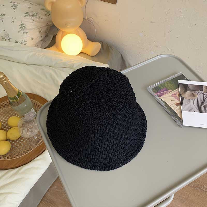 Women Bucket Hat Dome Knitted Fisherman Sun Protection Sunshade