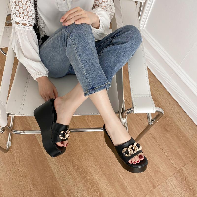Platform Heels for Women Summer Fashion High Heel Peep-Toe Slippers