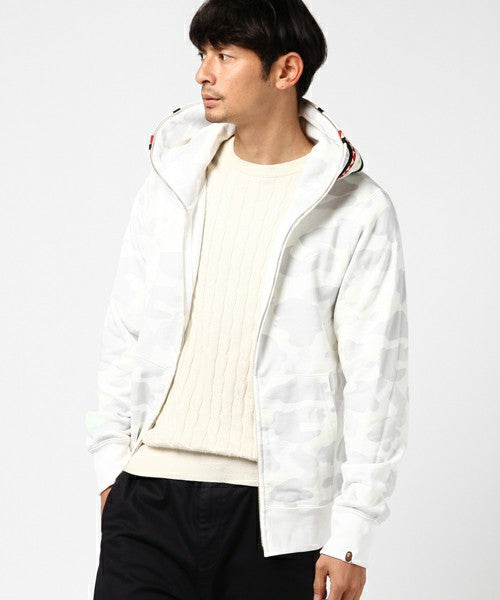 Bathing Ape Black and White Luminous Shark Coat High Quality Looped Fabric Hooded Shark Sweater