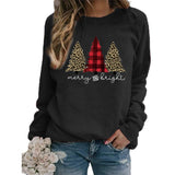 Merry and Bright Sweatshirts Merry and Bright Christmas Tree Printed Sweater Autumn and Winter