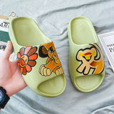 Mens Slide Summer Slippers Men'S Shoes Sesame Street Graffiti Casual Slippers