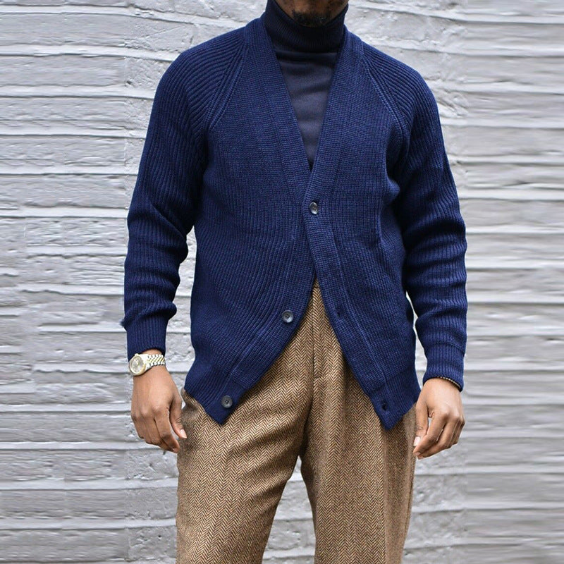 Men Winter Coats Man Fall Outfits Autumn Knitted Cardigan Male V-neck Slim Solid Color Knitted Coat Men's Clothing