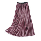 MIDI Mauve Skirt Gold Velvet Skirt Pleated with Sweater Velvet Dress