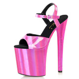 Hot Pink Heels 20cm Pink Solid Color High Heel Transparent Sandals Fish Mouth