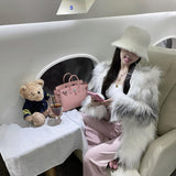 Velour Tracksuit Wuuus Fall Winter Hooded Fried Street Sweater Pants Two-Piece Set