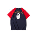 Bathing Ape T Shirt Summer Casual Loose plus Size Raglan Sleeve Color Matching T-shirt