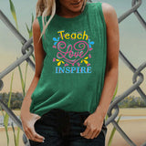 Valentine's Day T Shirt Heart Print plus Size Women's Sleeveless Blouse