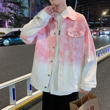 Men Denim Jackets Autumn and Winter Leisure Pink Jacket Men