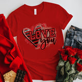 Valentine's Day T Shirt T-shirt Striped Love You Printed Summer