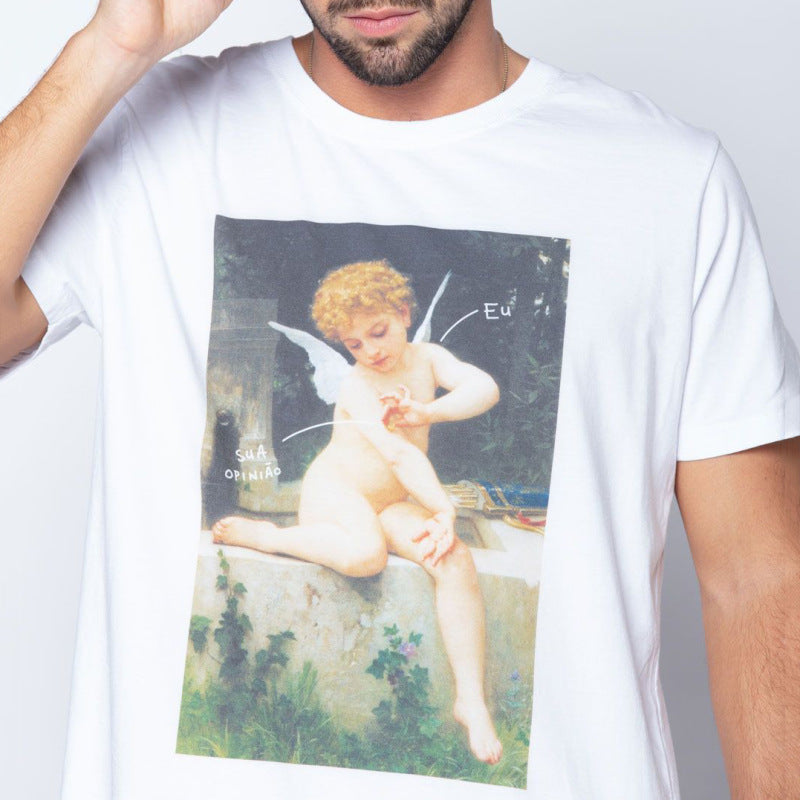 Rave Outfits Mens T Shirt round-Neck and Pink Fashion Printed Men