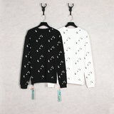 Off White Sweatshirts Round Neck Terry Sweater Ow Men'S And Women'S Casual Loose