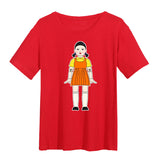 Squid Game Costume round Six Wooden Printed Top Short Sleeve T-shirt