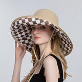 Vintage Check Bucket Hat Double-Sided Plaid Sunshade