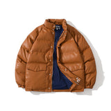 Bathing Ape Coat Autumn and Winter Takuya Kimura Same Style Classic Brown Leather Thickened Cotton-Padded Coat Clothing