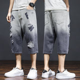 Men Jorts Boys Ripped Letter Print Printed Middle Pants