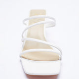 White Strappy Heels Summer Limited Thin Strap Sandals Wine Cup Heel Outdoor Slippers