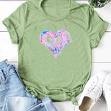 Valentine's Day T Shirt Short Sleeve Heart Printing Casual Summer Top