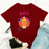 Squid Game Costume printed loose cotton round neck short sleeve t-shirt for women
