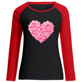 Valentine's Day T Shirt Petals Heart Printing Women's Tops Loose Casual