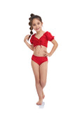 Children Swimsuit Girl's Swimsuit Puff Sleeve Split Swimsuit