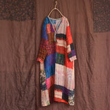 Gypsy Style Dresses Printed Lace V-neck Pastoral Loose