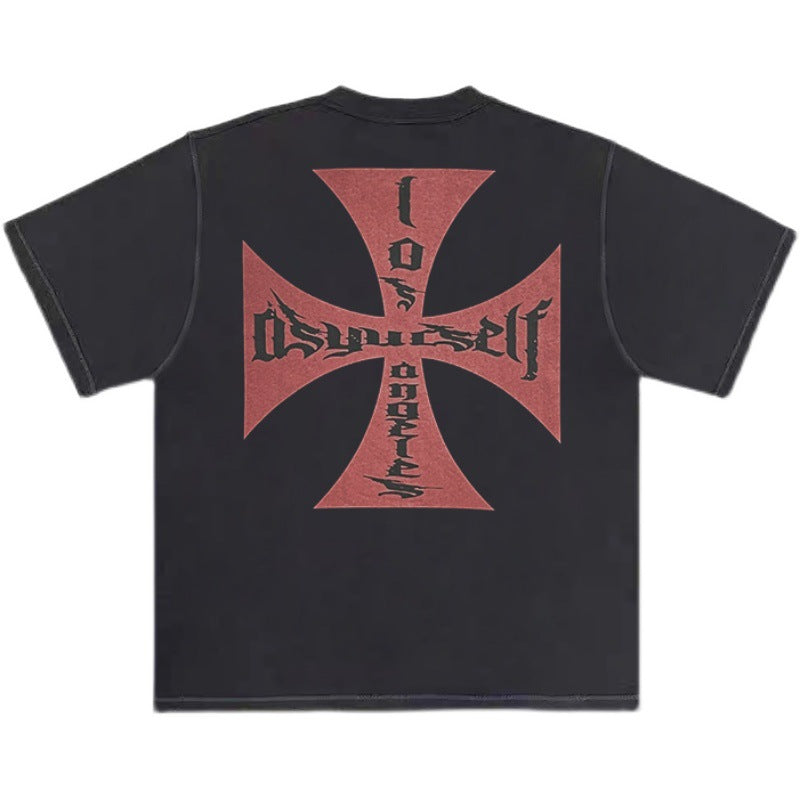 Askyurself T Shirt Printed Short Sleeve Distressed Loose T-shirt for Men