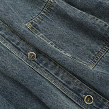 Men Denim Jackets Distressed Workwear Shirt Coat Retro Simple