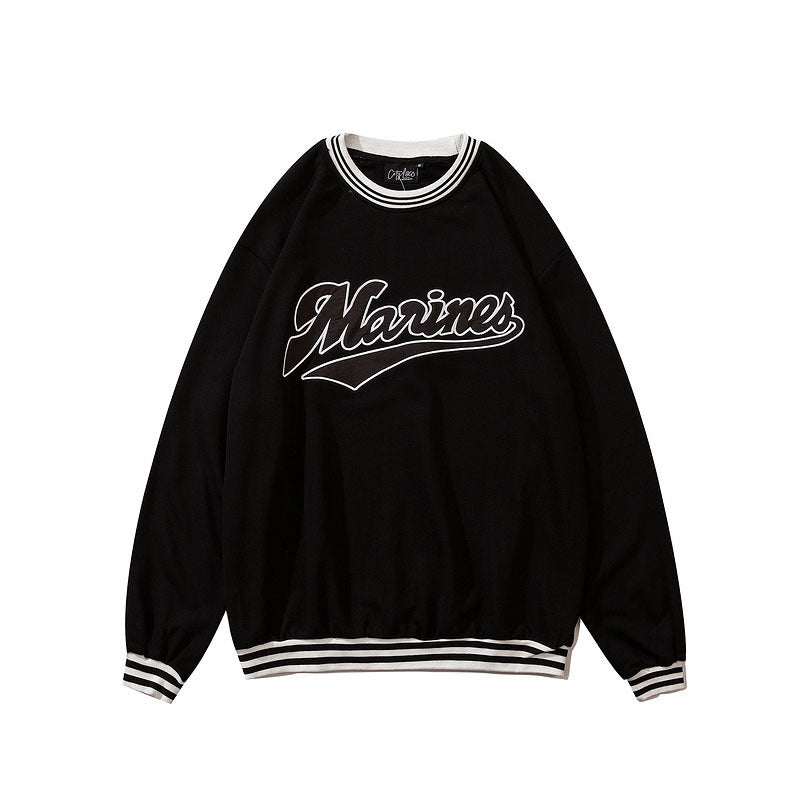 Man Fall Outfits Ha Retro Alphabet Embroidered University Style Baseball Uniform Long Sleeve T-shirt for Men and Women