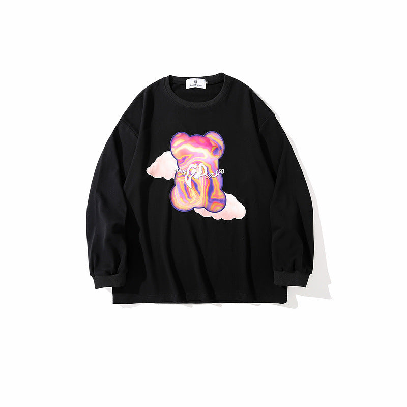 Man Fall Outfits Autumn Winter Sweater Men's and Women's Loose Bear Printed Student Casual Top