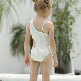 Children Swimsuit One-Piece Swimsuit for Children Solid Color Backless