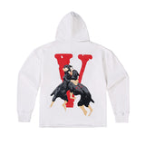 Vlone Hoodie Autumn And Winter Skull Print Large V Print Men'S And Women'S Loose Casual Hooded Sweater