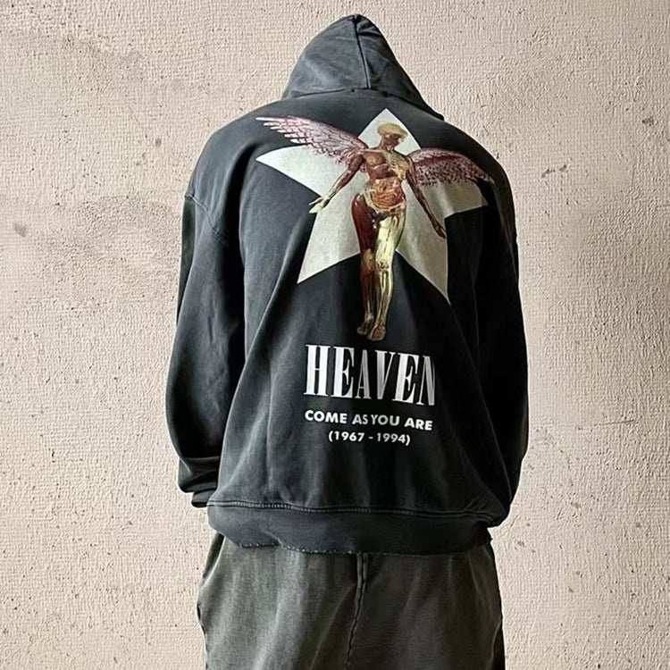 Nirvana Hoodie Angel Embroidered Hoodie Distressed Loose