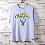 Basketball Sports T Shirt Nba Stag No. 34 Basketball Sports Student Short Sleeve T-Shirt Men
