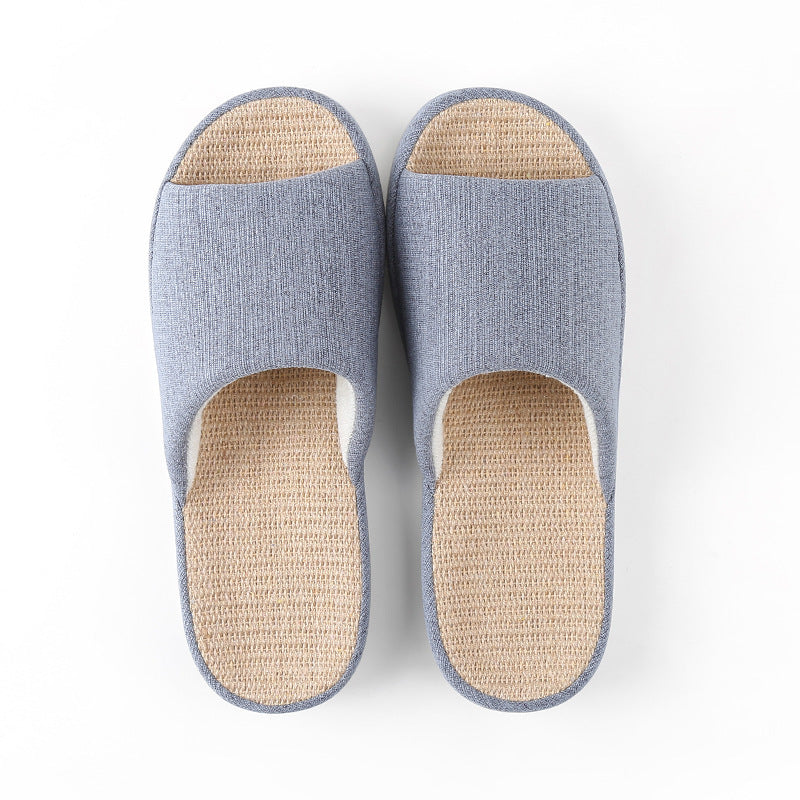 Cotton Slippers Posee New Spring and Summer Four Seasons Slippers Female Male Open Couple Indoor Non-Slip Home Household Thick Bottom Linen Slippers