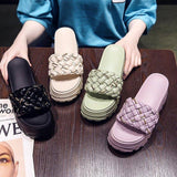 High Heels Slides Summer Fashion Woven Muffin High Heel Sandals