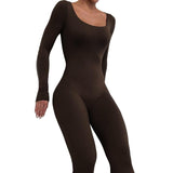 Fall Women's Clothing Sexy Low Cut High Waist Hip Lift Tight Casual Sports Fitness Jumpsuit