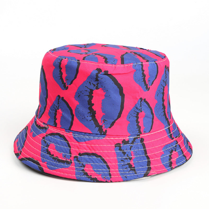 Bucket Hat Fishing Cap Cotton Print Fisherman Hat Outdoor Color Sun-Proof