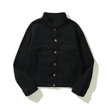 Cardigan Baseball Jacket Autumn and Winter French Terry Trucker Fleece Tooling Sweater Jacket
