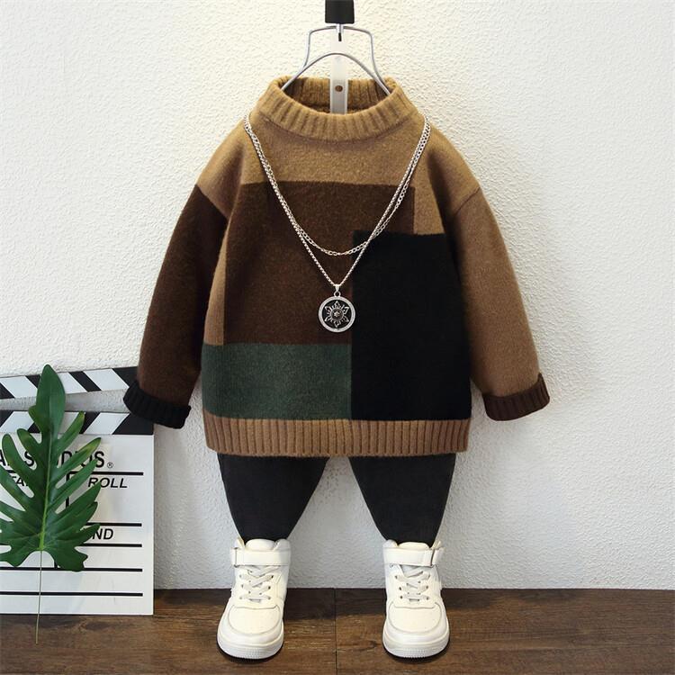 Toddler Boys Sweater Boys' Sweater Autumn and Winter Knitted Loose