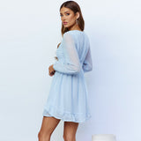 Coachella Music Festival Outfits Spring And Summer Long Sleeves V-neck Chiffon Dress